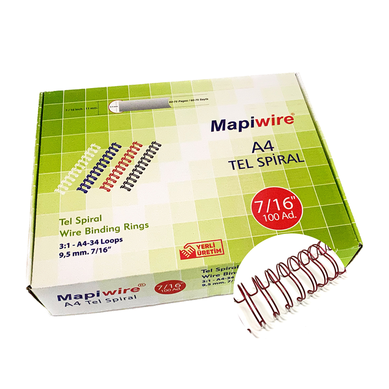 Cilt Kapakları MAPİWİRE 7/16 KUTU TEL METALİK KIRMIZI 100 AD. Satın Al