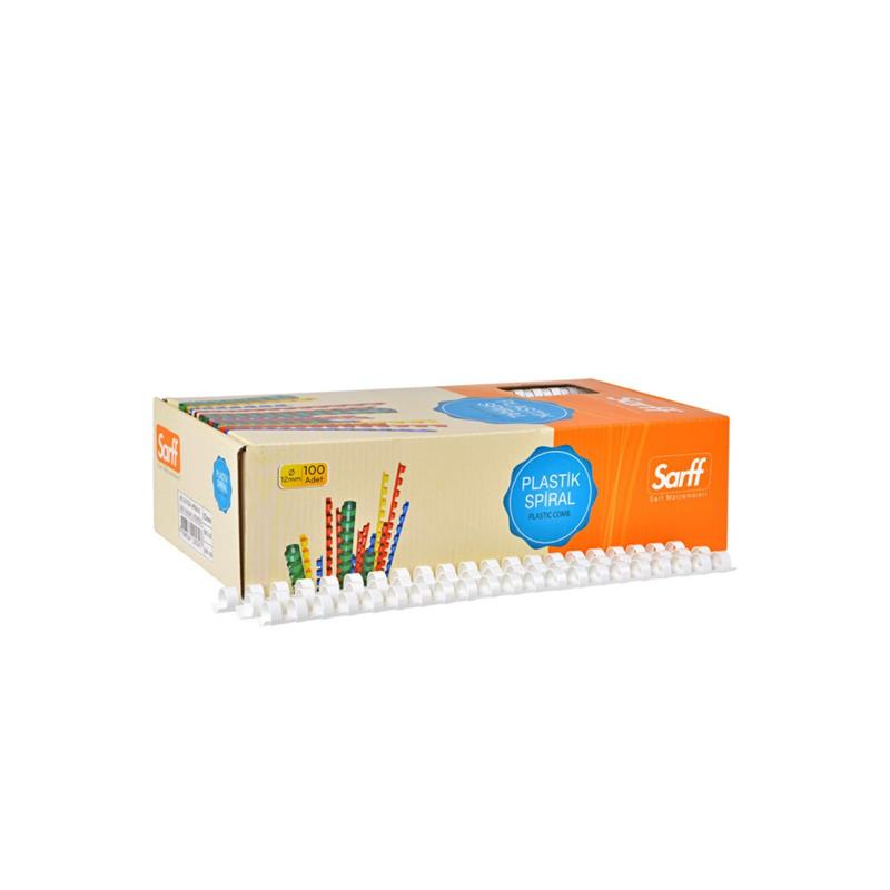 Cilt Kapakları Sarff 12mm.BEYAZ DELUX Plastik Spiral 100 AD Satın Al