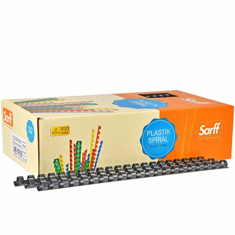 Cilt Kapakları SARFF 12MM SİYAH PLASTİK SPİRAL KUTU - 100ADET Satın Al