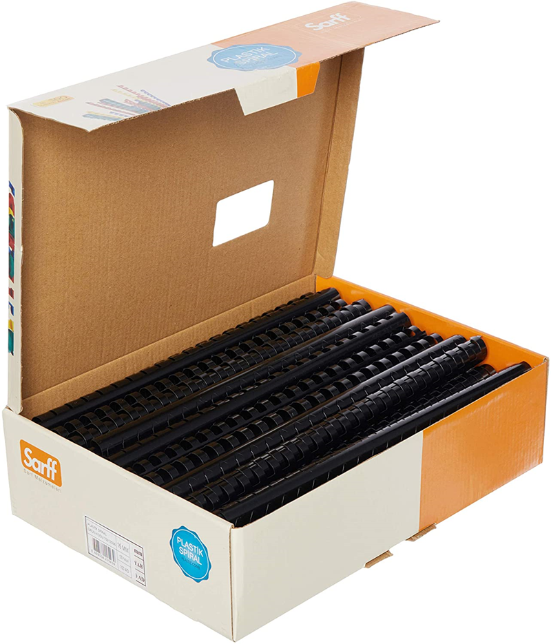 Cilt Kapakları Sarff 16mm.SİYAH DELUX Plastik Spiral 100  Adet Satın Al