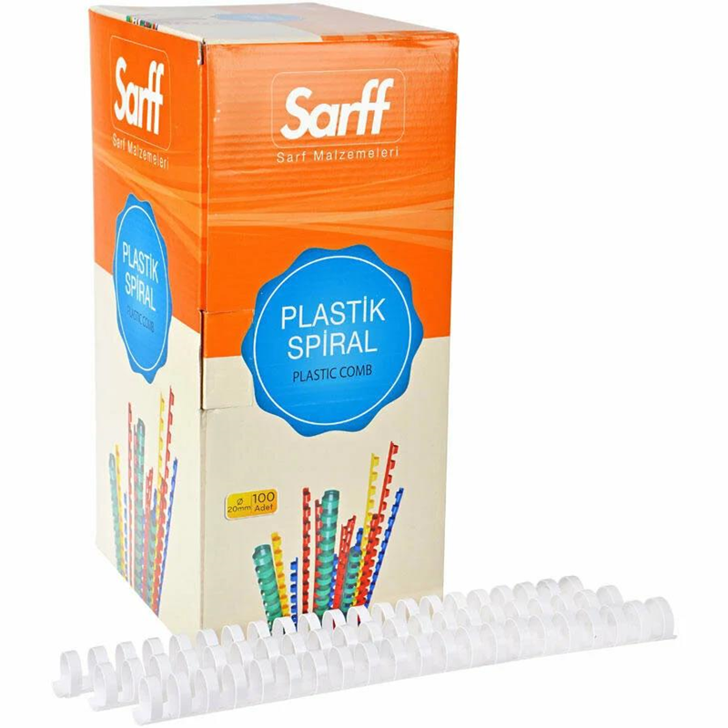 Cilt Kapakları Sarff 20mm.BEYAZ DELUX Plastik Spiral 100 Adet Satın Al