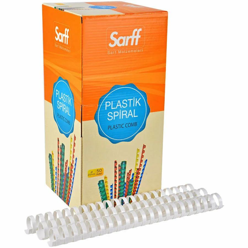 Cilt Kapakları Sarff 25mm.BEYAZ DELUX Plastik Spiral 50 Adet Satın Al