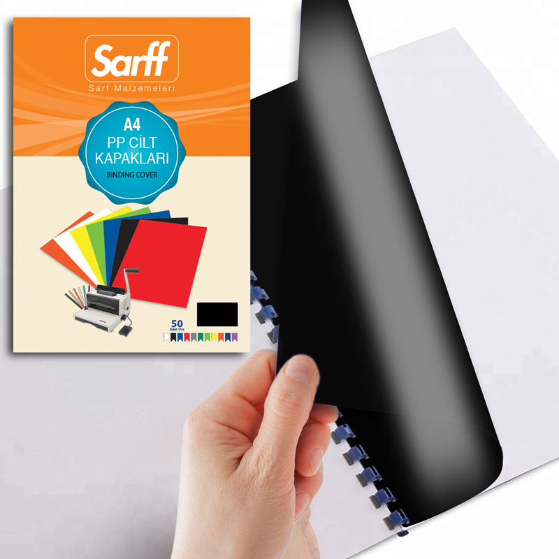 Cilt Kapakları Sarff 450 Micron A4 OPAK SİYAH PP KAPAK 50li Paket Satın Al