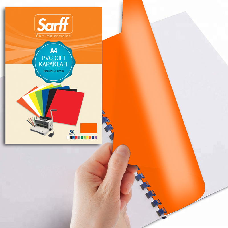 Cilt Kapakları Sarff 450 Micron A4 OPAK TURUNCU PP KAPAK 50 li Paket Satın Al