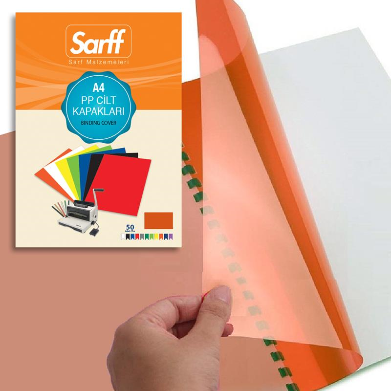 Cilt Kapakları Sarff 450 Micron A4 ŞeffafTURUNCU PP KAPAK 50 li Paket Satın Al