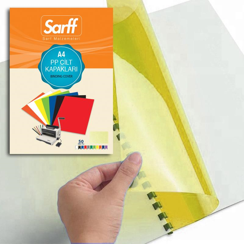 Cilt Kapakları Sarff 450 Micron A4 Şeffaf SARI PP KAPAK 50 li Paket Satın Al
