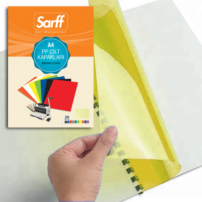 Cilt Kapakları Sarff 450 Micron A4 Şeffaf SARI PP KAPAK 50 li Paket Satın Al