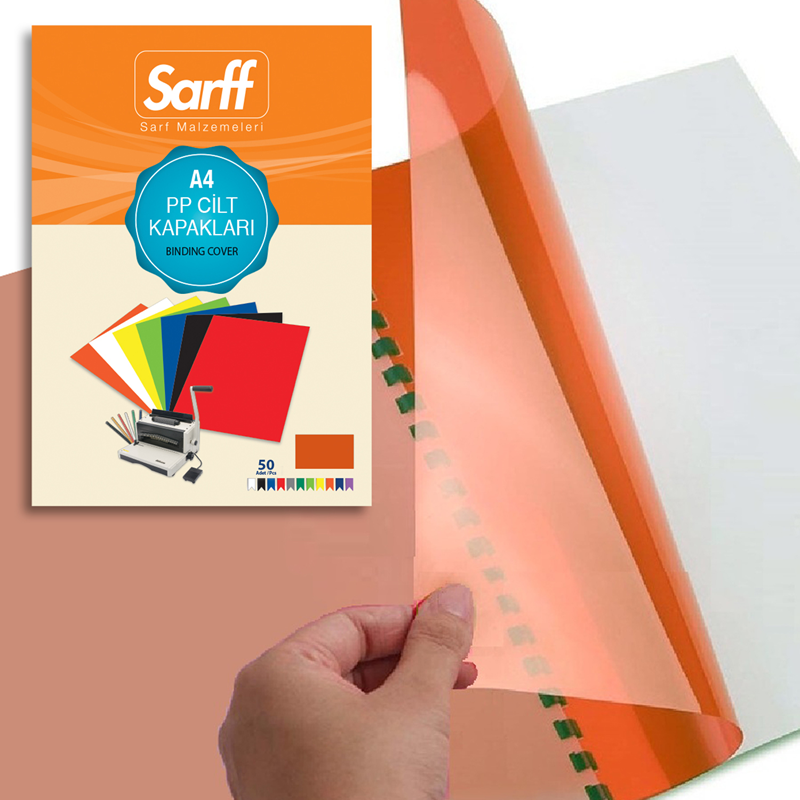 Cilt Kapakları Sarff 450 Micron A4 ŞeffafTURUNCU PP KAPAK 50 li Paket Satın Al