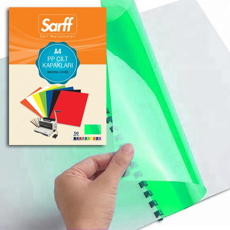 Cilt Kapakları Sarff 450 Micron A4 Şeffaf YEŞİL PP KAPAK 50 li Paket Satın Al