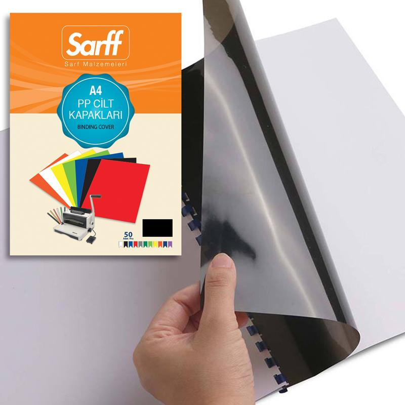 Cilt Kapakları Sarff 450 Micron A4 Şeffaf SİYAH PP KAPAK 50 AD Satın Al