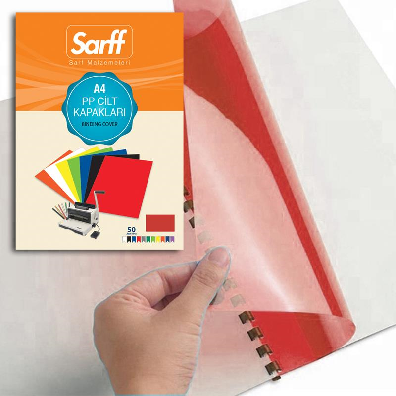 Cilt Kapakları Sarff 450 Micron A4 Şeffaf KIRMIZI PP KAPAK 50li Paket Satın Al