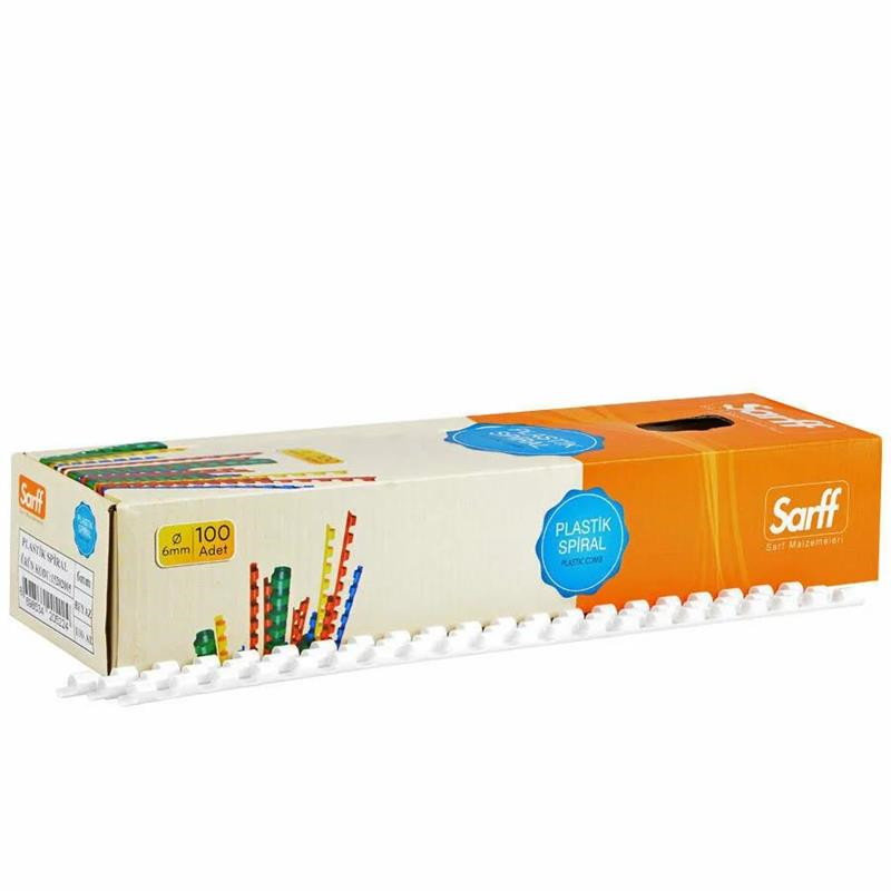 Cilt Kapakları Sarff 6mm.BEYAZ DELUX Plastik Spiral 100 Adet Satın Al
