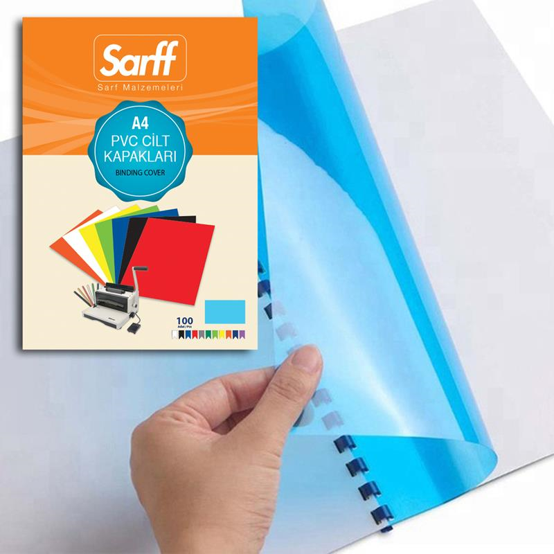 Cilt Kapakları SARFF A4 ŞEFFAF MAVİ PVC CİLT KAPAKLARI - 100ADET Satın Al