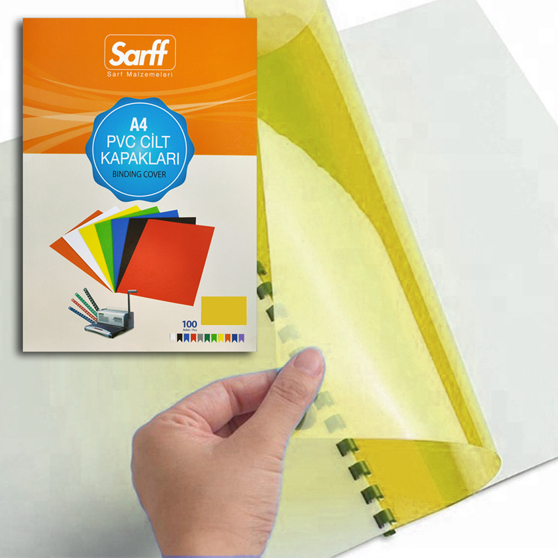 Cilt Kapakları SARFF A4 ŞEFFAF SARI PVC CİLT KAPAKLARI - 100ADET Satın Al