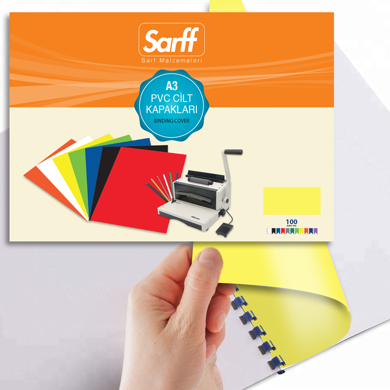 Cilt Kapakları Sarff PVC A3 OPAK SARI Cilt Kapağı 100'Lü Paket Satın Al