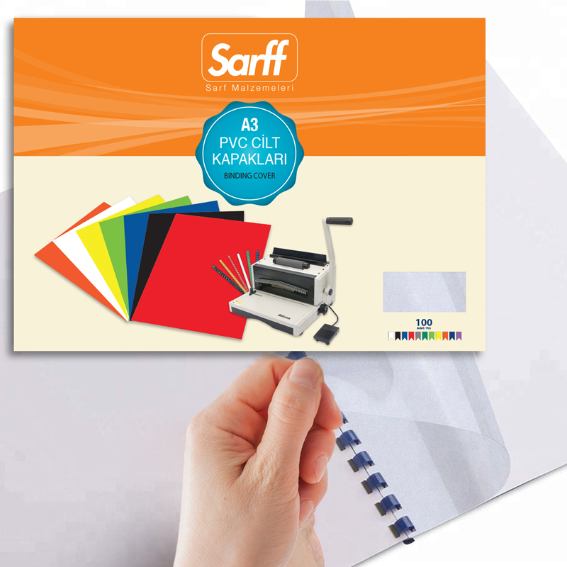 Cilt Kapakları Sarff PVC BUZLU A3 ŞEFFAF Cilt Kapağı 100'Lü Paket Satın Al