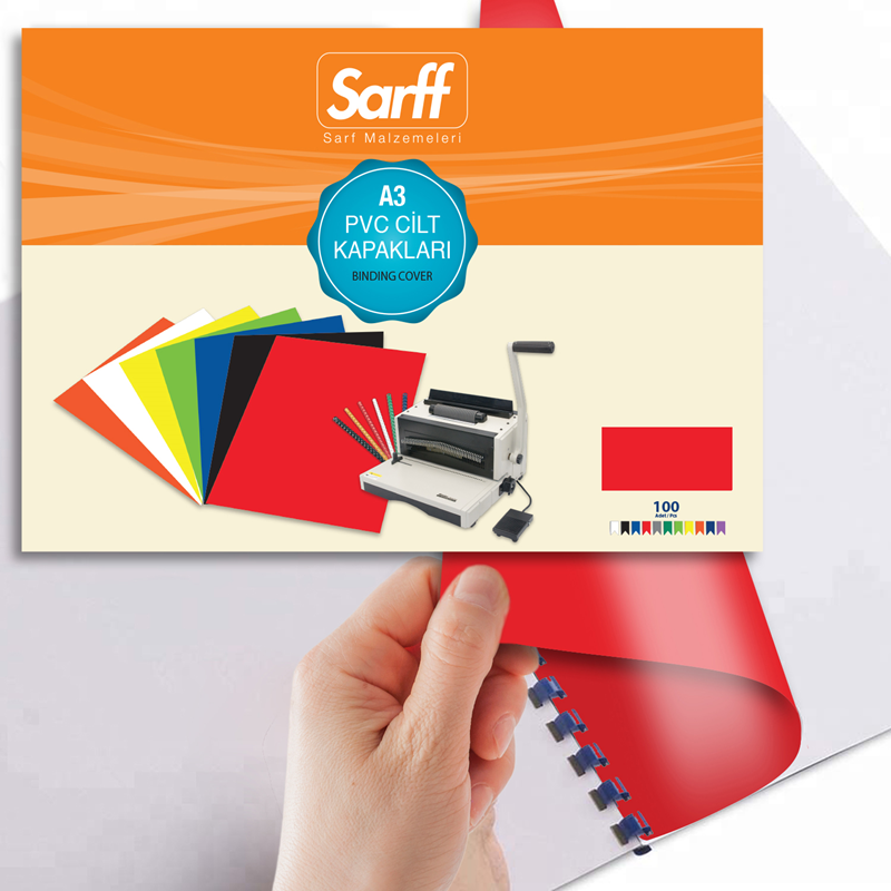 Cilt Kapakları Sarff PVC KIRMIZI A3 OPAK Cilt Kapağı 100'Lü Paket Satın Al