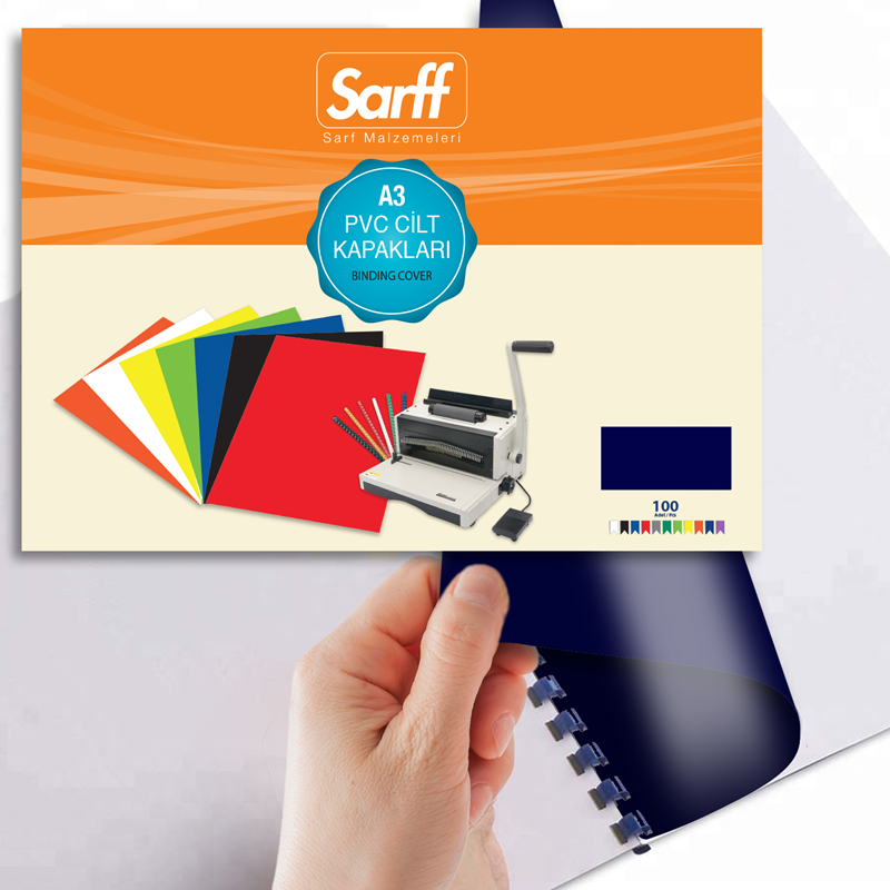 Cilt Kapakları Sarff PVC LACİVERT A3  Cilt Kapağı 100'Lü Paket Satın Al