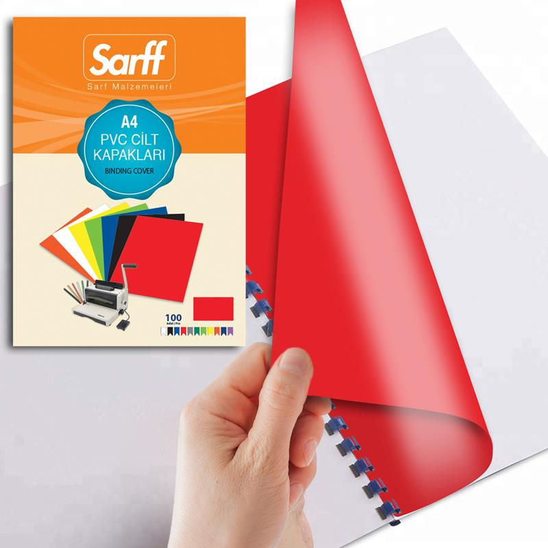 Cilt Kapakları Sarff PVC OPAK KIRMIZI A4 Cilt Kapağı 100'Lü Paket Satın Al