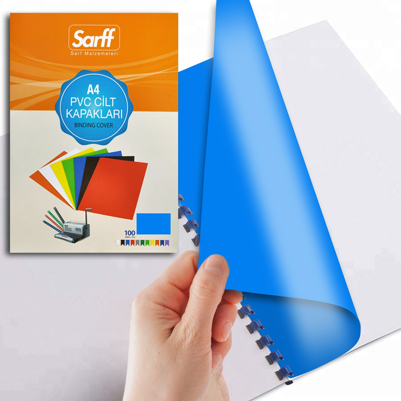 Cilt Kapakları Sarff PVC OPAK MAVİ A4 Cilt Kapağı 100'Lü Paket Satın Al