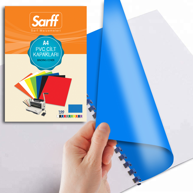 Cilt Kapakları Sarff PVC OPAK MAVİ A4 Cilt Kapağı 100'Lü Paket Satın Al
