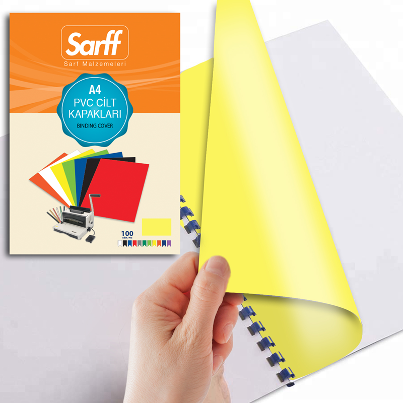 Cilt Kapakları Sarff PVC OPAK SARI A4 Cilt Kapağı 100'Lü Paket Satın Al