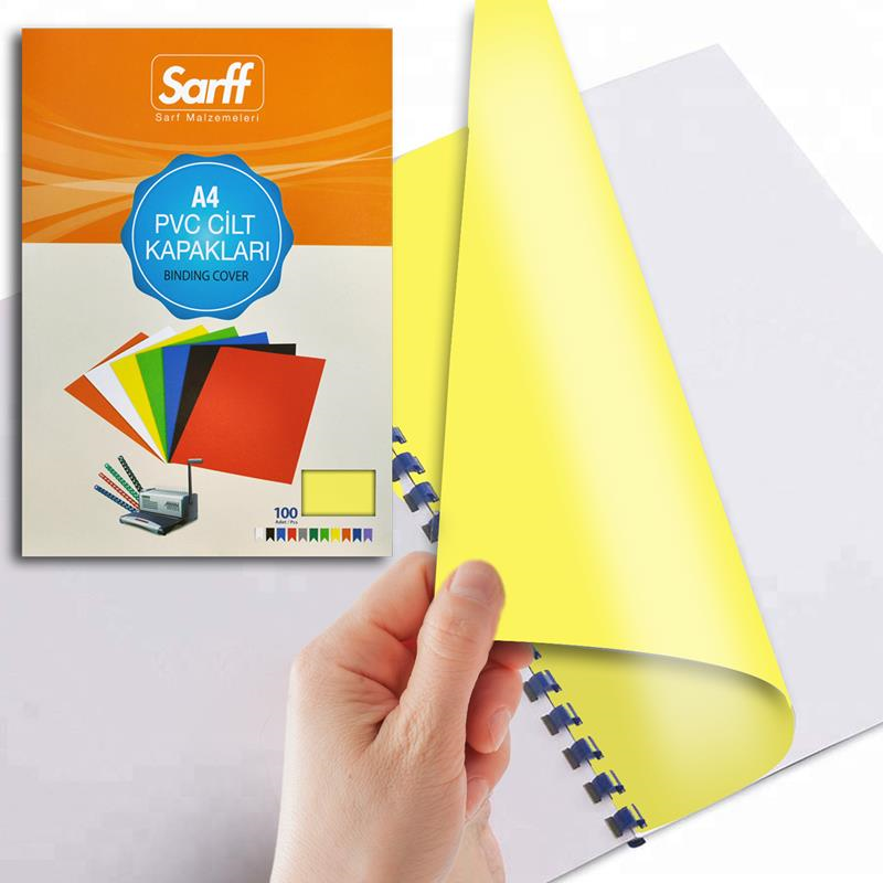 Cilt Kapakları Sarff PVC OPAK SARI A4 Cilt Kapağı 100'Lü Paket Satın Al