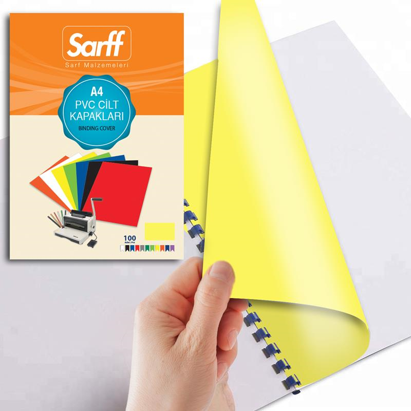 Cilt Kapakları Sarff PVC OPAK SARI A4 Cilt Kapağı 100'Lü Paket Satın Al