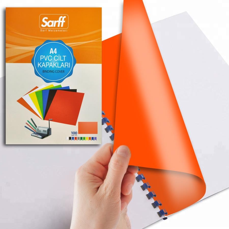 Cilt Kapakları Sarff PVC OPAK TURUNCU A4 Cilt Kapağı 100'Lü Paket Satın Al
