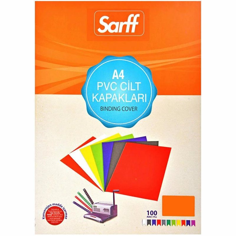 Cilt Kapakları Sarff PVC OPAK TURUNCU A4 Cilt Kapağı 100'Lü Paket Satın Al
