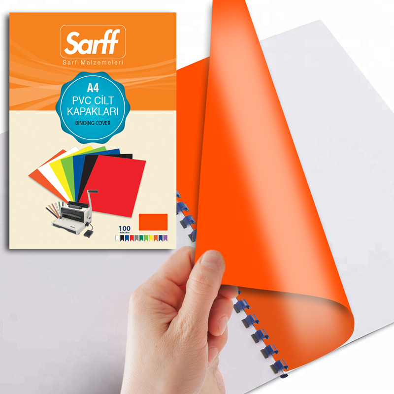 Cilt Kapakları Sarff PVC OPAK TURUNCU A4 Cilt Kapağı 100'Lü Paket Satın Al