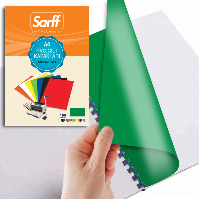 Cilt Kapakları Sarff PVC OPAK YEŞİL A4 Cilt Kapağı 100'Lü Paket Satın Al