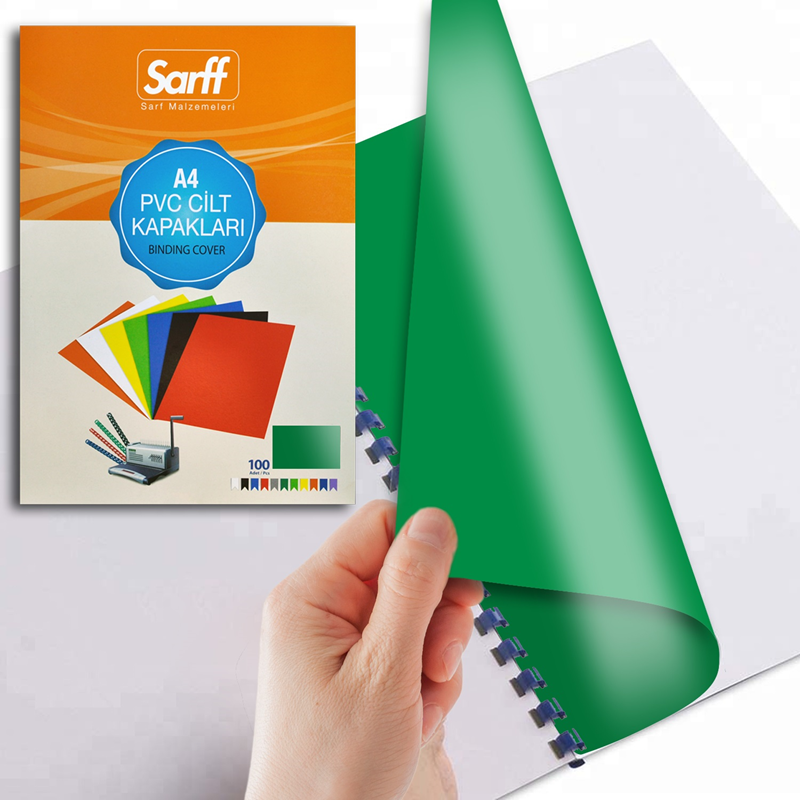 Cilt Kapakları Sarff PVC OPAK YEŞİL A4 Cilt Kapağı 100'Lü Paket Satın Al