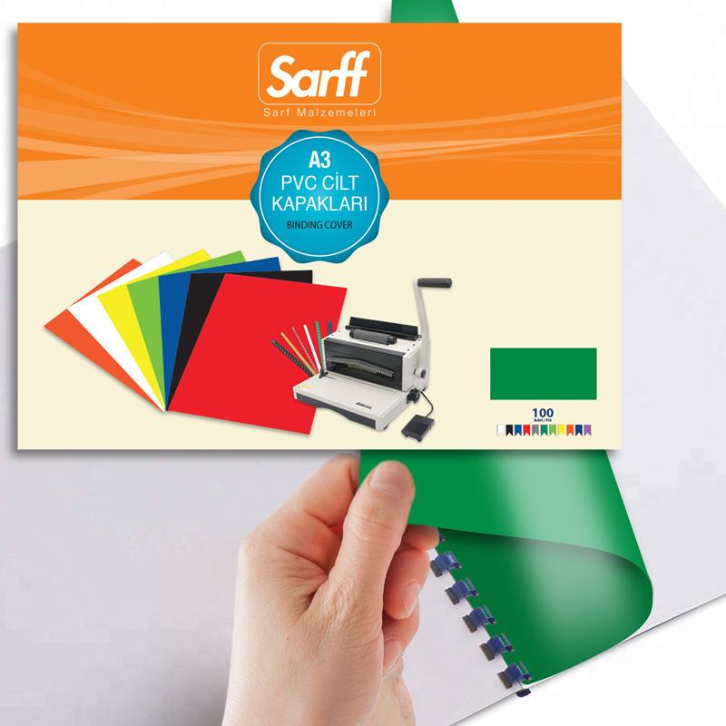 Cilt Kapakları Sarff PVC YEŞİL A3 OPAK Cilt Kapağı 100'Lü Paket Satın Al