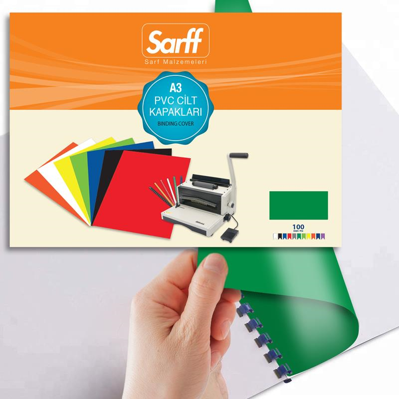 Cilt Kapakları Sarff PVC YEŞİL A3 OPAK Cilt Kapağı 100'Lü Paket Satın Al