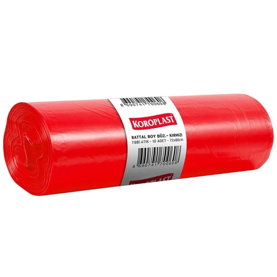Çöp Torbaları Koroplast Tıbbi Atık Çöp Torbası Kırmızı Battal Boy 72x80 Büzgülü Satın Al
