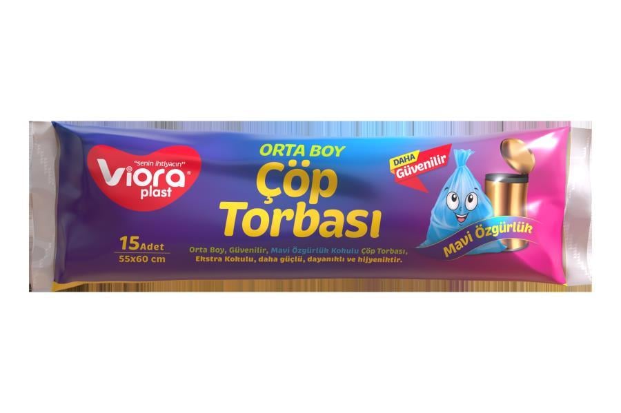 Çöp Torbaları Viora Standart Orta Boy Çöp Torbası 55x60 Mavi Satın Al