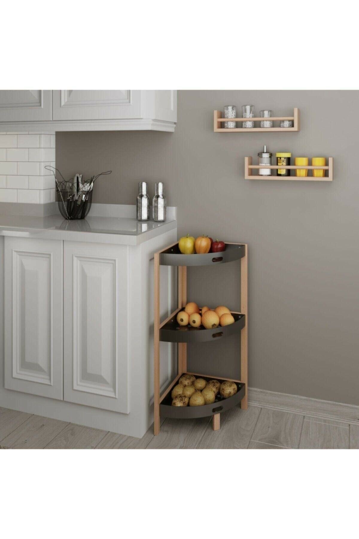 Dekorasyon Bienwood Bie-7208 Ahşap 3 Katlı Plastik Raf Satın Al