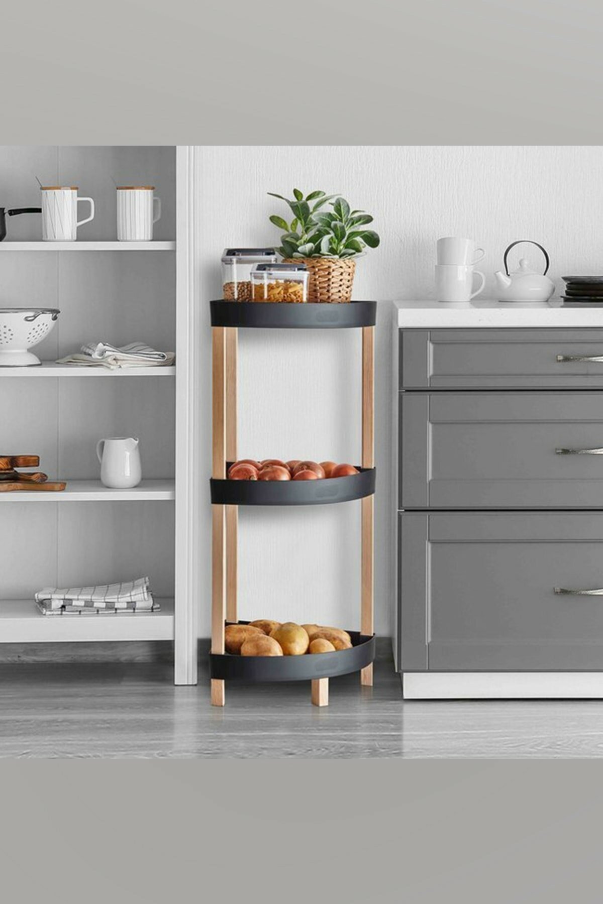 Dekorasyon Bienwood Bie-7208 Ahşap 3 Katlı Plastik Raf Satın Al