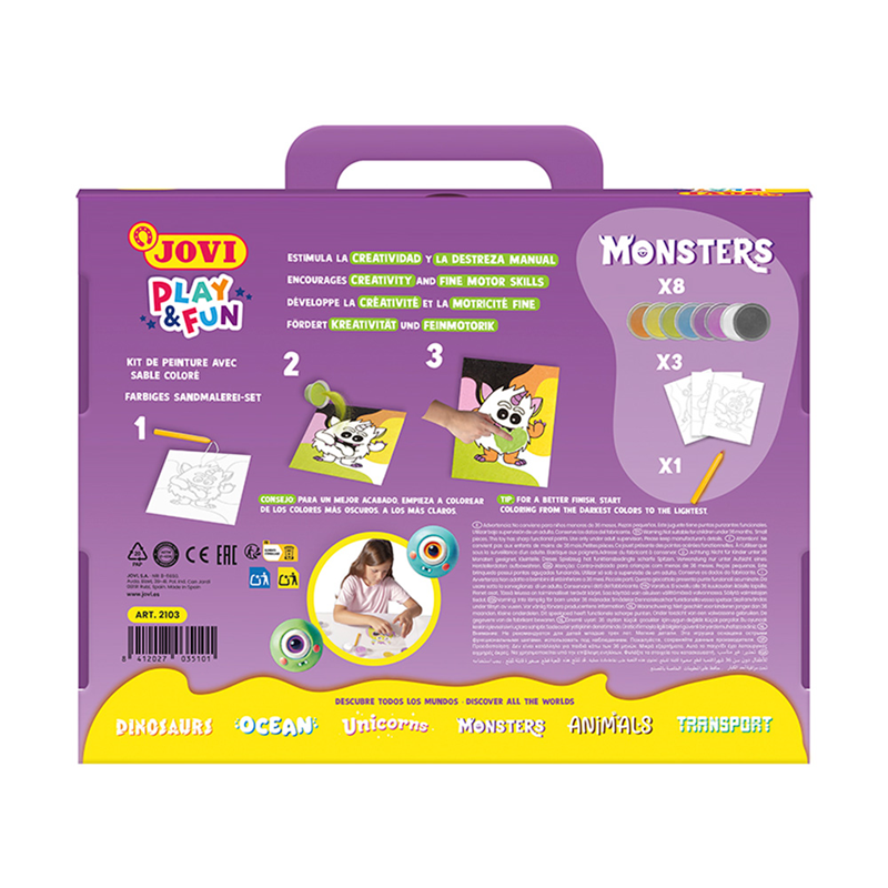 Eğitici Oyuncaklar JOVI 2103 PLAY&FUN MONSTERS KUM BOYA KİTİ Satın Al