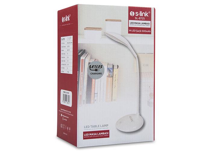 Elektrik ve Aydınlatma Ürünleri S-link SL-8725 Beyaz 14 LED Şarjlı 500mAh Taşınabilir Masa Lambası Satın Al
