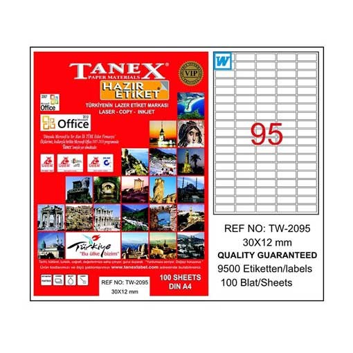 Etiketler Tanex Tw-2095 Beyaz Etiket 30 mm x 12 mm Satın Al