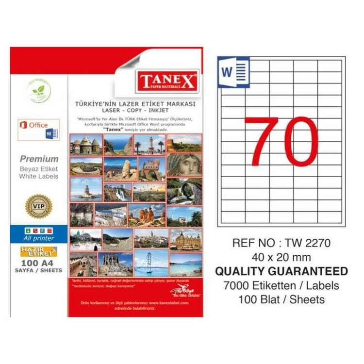 Etiketler Tanex Tw-2270 Beyaz Etiket 40 mm x 20 mm Satın Al