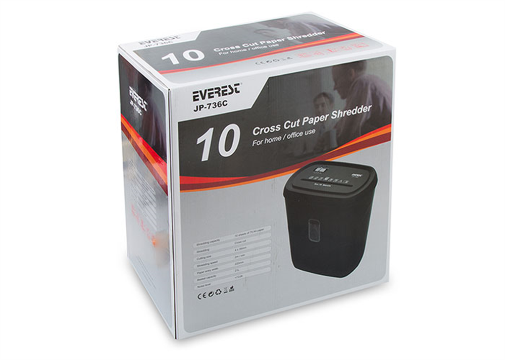 Everest JP-736C Kağıt Kesme Makinesi 360-220-396mm Cross Cut Paper Shredder