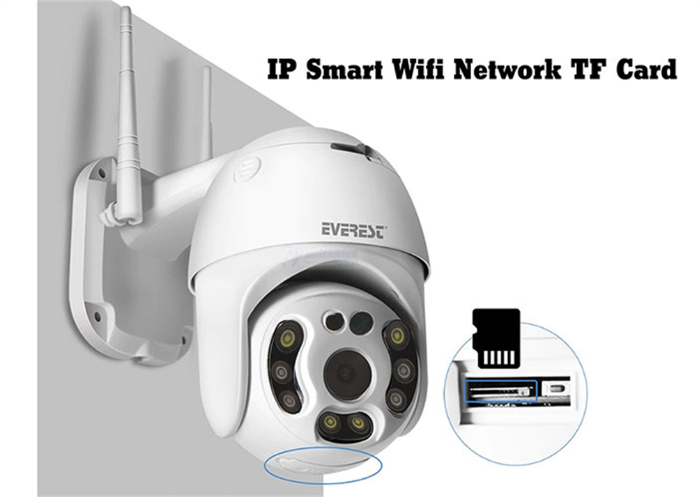 Everest Siyah DF-804W 2.0 MP HD Lens 3.6mm IP Smart Wifi Network TF Card Güvenlik Kamerası Yoosee