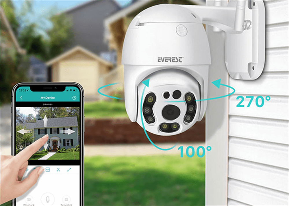 Everest Siyah DF-804W 2.0 MP HD Lens 3.6mm IP Smart Wifi Network TF Card Güvenlik Kamerası Yoosee