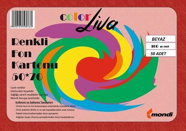 Fon Kartonu Color Liva Mondi Fon Kartonu Beyaz 50X70 100'lü Paket Satın Al