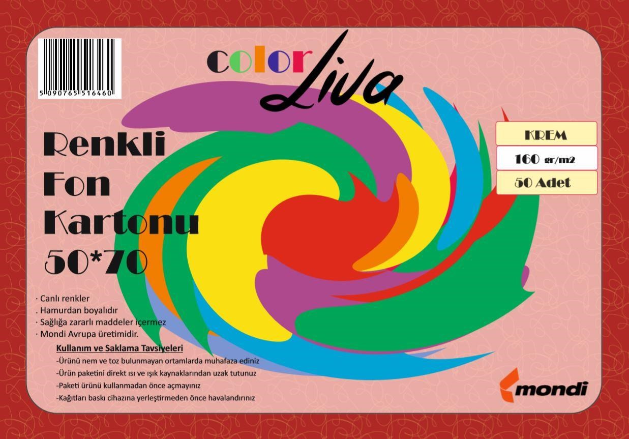 Fon Kartonu Color Liva Mondi Fon Kartonu Krem 50X70 100'Lü Paket Satın Al