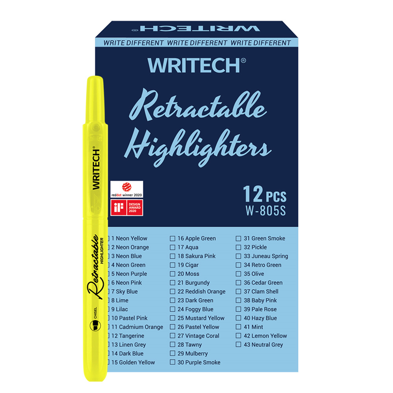 Fosforlu Kalemler WRITECH W-805S BASMALI FOSFORLU KALEM NEON SARI - 12'Lİ KUTU Satın Al