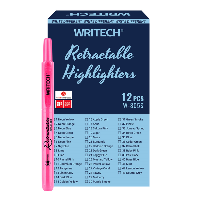 Fosforlu Kalemler WRITECH W-805S BASMALI FOSFORLU KALEM NEON PEMBE - 12'Lİ KUTU Satın Al